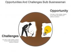 Opportunities and challenges bulb businessman example ppt presentation