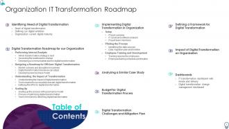 Organization IT Transformation Roadmap Powerpoint Presentation Slides