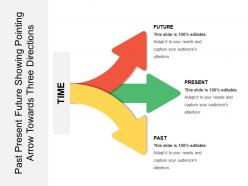 Past present future showing pointing arrow towards three directions