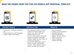 Persuade your clients to avail your software services by submitting a remarkable ios moblie app proposal template