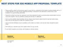 Persuade your clients to avail your software services by submitting a remarkable ios moblie app proposal template