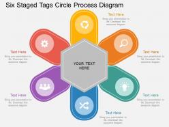 Pf six staged tags circle process diagram flat powerpoint design