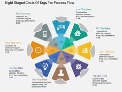 Ph eight staged circle of tags for process flow flat powerpoint design