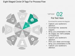 Ph eight staged circle of tags for process flow flat powerpoint design