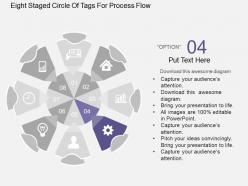 Ph eight staged circle of tags for process flow flat powerpoint design