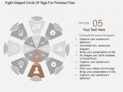 Ph eight staged circle of tags for process flow flat powerpoint design