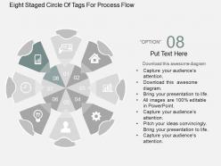 Ph eight staged circle of tags for process flow flat powerpoint design