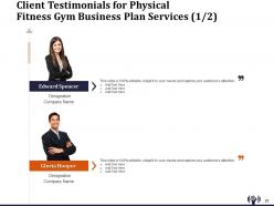 Physical fitness gym business plan proposal powerpoint presentation slides