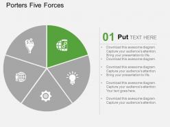 Pie chart with process indication icons flat powerpoint design