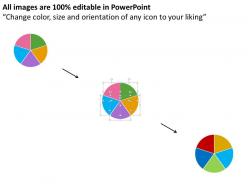 Pie chart with process indication icons flat powerpoint design