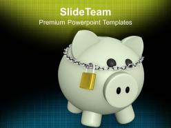 Piggy bank with lock security savings success powerpoint templates ppt themes and graphics 0113