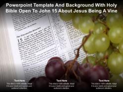 Powerpoint template and background with holy bible open to john about jesus being a vine