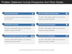 Problem statement include perspective and other details of decision makers and scope of solution