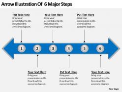 Product roadmap timeline arrow illustration of 6 major steps powerpoint templates slides