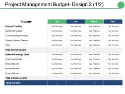 Project management budget design ppt inspiration file formats