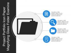 Project portfolio icon paper magnifying glass folder examine