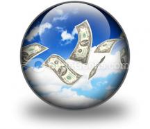 Dollar bills fly in flocks powerpoint icon c