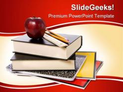 Books with apple education powerpoint backgrounds and templates 1210