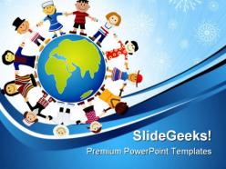 Children of the world globe powerpoint templates and powerpoint backgrounds 0311