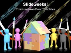 Cmyk home puzzle construction powerpoint backgrounds and templates 1210