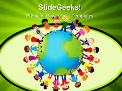 Diveristy children global powerpoint background and template 1210