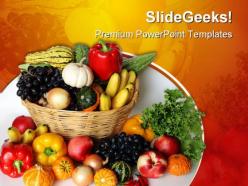 Fruits vegetables basket food powerpoint templates and powerpoint backgrounds 0311