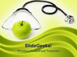 Green apple wear stethoscope health powerpoint background and template 1210