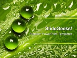 Green pearl drops nature powerpoint background and template 1210