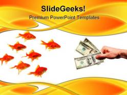 Group and goldfish business powerpoint background and template 1210