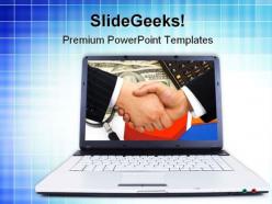 Handshake computer powerpoint templates and powerpoint backgrounds 0711