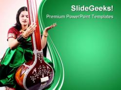 Indian classical singer music powerpoint templates and powerpoint backgrounds 0611