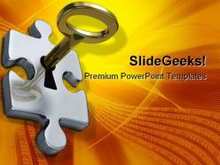 Key with puzzle security powerpoint backgrounds and templates 1210