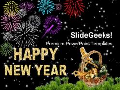 New year fire works festival powerpoint backgrounds and templates 0111