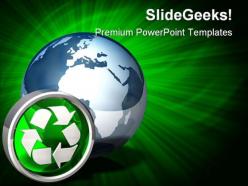 Recycle icon globe powerpoint backgrounds and templates 1210