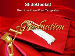 Red graduation cap education powerpoint backgrounds and templates 1210