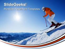 Skier in mountain holidays powerpoint templates and powerpoint backgrounds 0611