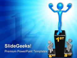 Victory podium winner business powerpoint backgrounds and templates 1210