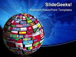 World flags globe earth powerpoint background and template 1210