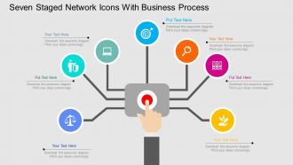 Qj seven staged network icons with business process flat powerpoint design