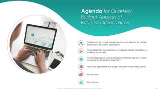 Quarterly Budget Analysis Of Business Organization Powerpoint Presentation Slides