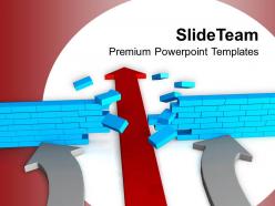 Red arrow breaking wall solution concept powerpoint templates ppt themes and graphics 0213