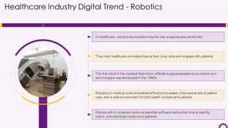 Robotics And Cobots Applications In Healthcare Industry Training Ppt