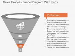 Sales process funnel diagram with icons flat powerpoint design