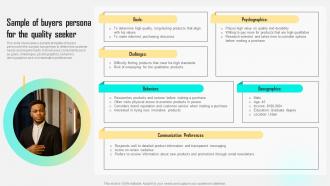 Sample Of Buyers Persona For The Quality Seeker Improving Customer Satisfaction By Developing MKT SS V