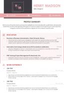 Sample resume template for web designer with profile summary