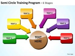 Semicircle training program 6 stages with shiny boxes and arrows inwards powerpoint templates 0712