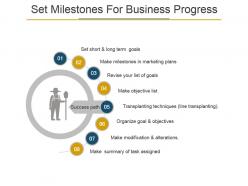 Set milestones for business progress powerpoint images