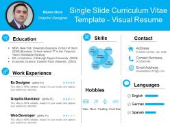 Single slide curriculum vitae template visual resume