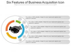 Six features of business acquisition icon ppt slide examples