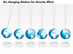 Six hanging globes for gravity effect ppt presentation slides